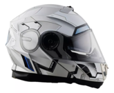 Casco Edge Abatible Iron Man Plateado Brillante Talla M