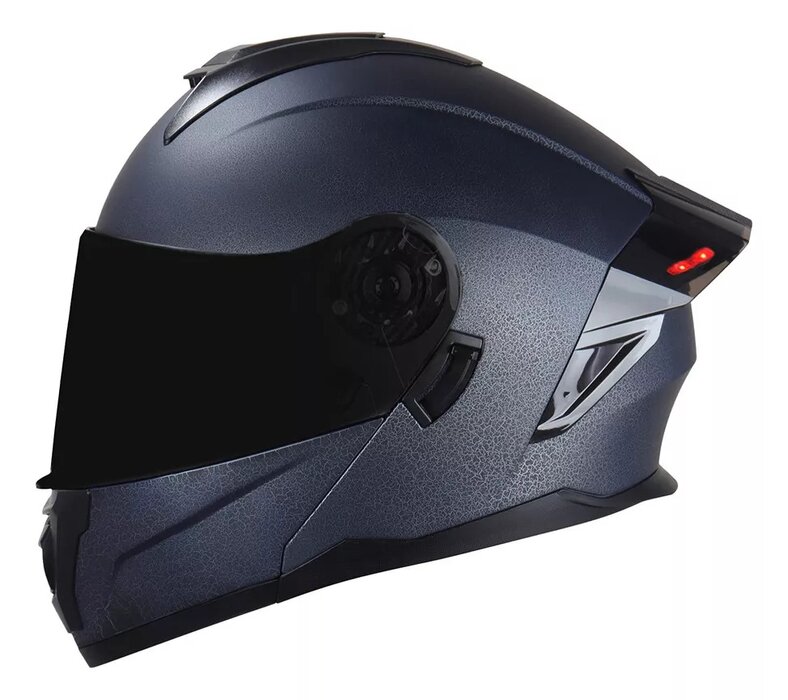 Casco Edge Abatible Boston Texturizado Con Luz Led Talla L