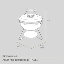 Asador de Carbón de 14 Pulgadas Acero Inoxidable- Avera