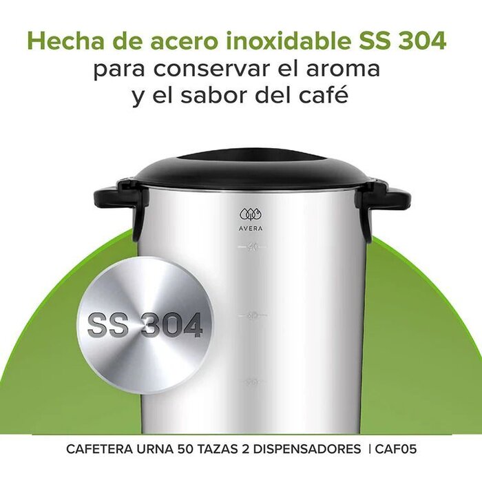 Cafetera Urna de Acero Inoxidable Avera para 50 tazas dos despac