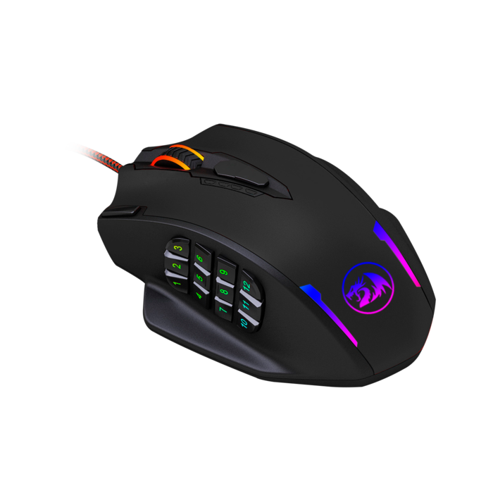 Mouse Gamer 18 botones DPI 12400 Pixart 3327 Redragon M908