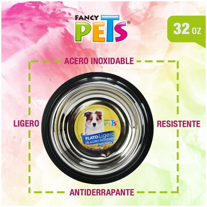 Plato Ligero de Acero 32 oz (907 g) Fancy Pets