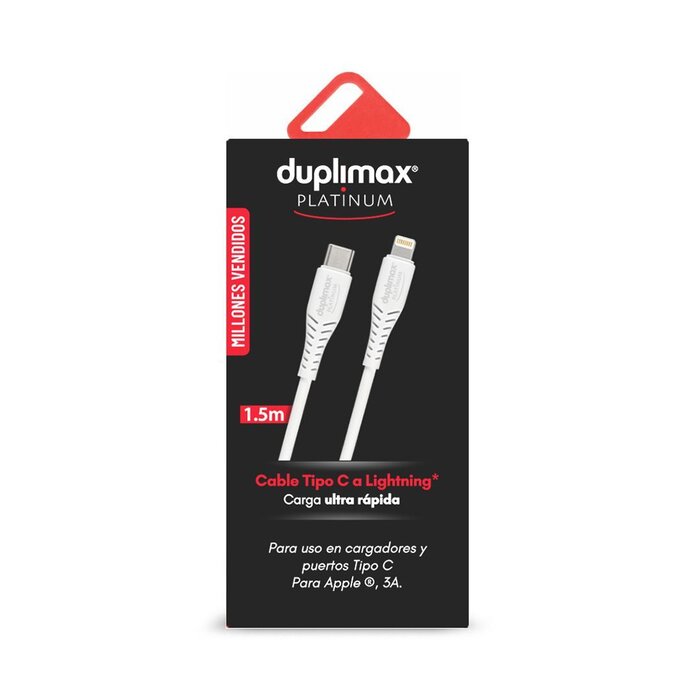 Cable Blanco Tipo C A Lightning, Duplimax Platinum