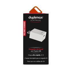 Cargador de Pared Duplimax Platinum con un Puerto USB Blanco